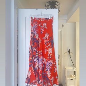 Anthropologie printed 100% silk maxi skirt size 0